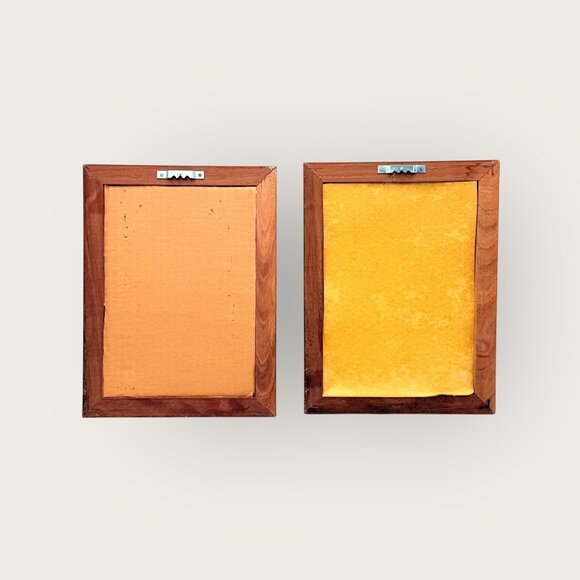 Vintage Framed Embroidered Bird Wall Art Set Chickadees Cardinal 5 x 7 - Picture 4 of 4